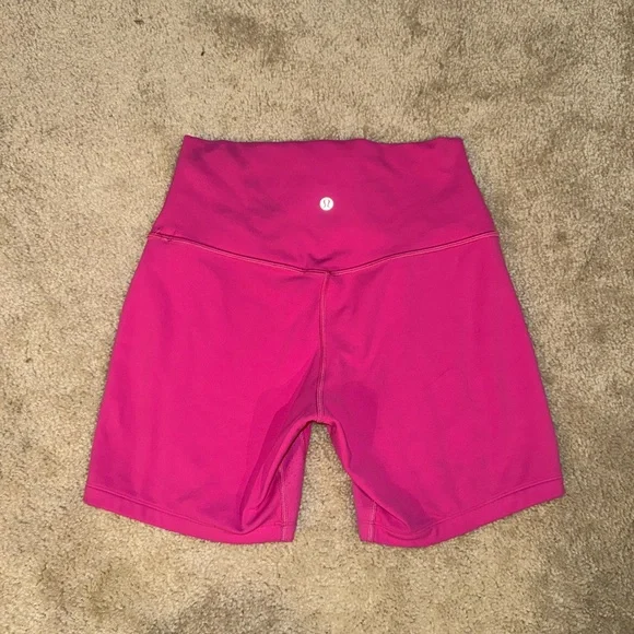 Lululemon Hot Pink High Wasted Align Biker Shorts 6” - Picture 2 of 5